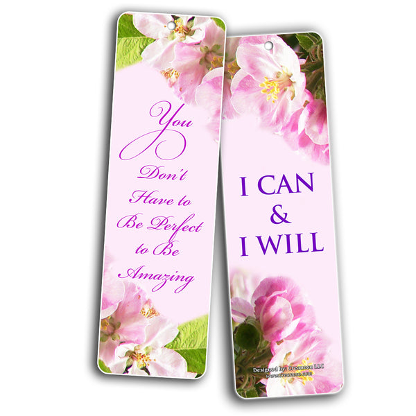 Creanoso Floral Positive Mindset Motivational Bookmarks for Women ÃƒÂ¢Ã¢â€šÂ¬Ã¢â‚¬Å“ Premium Gift Set