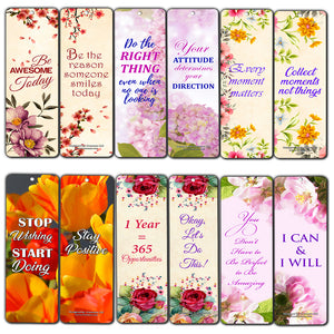 Creanoso Floral Positive Mindset Motivational Bookmarks for Women ÃƒÂ¢Ã¢â€šÂ¬Ã¢â‚¬Å“ Premium Gift Set
