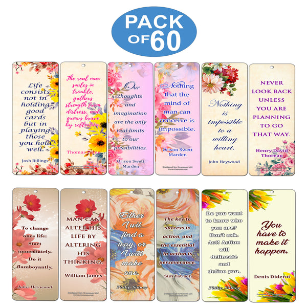Creanoso Floral Motivational Quotes Bookmarks for Women ÃƒÂ¢Ã¢â€šÂ¬Ã¢â‚¬Å“ Inspiring Word Sayings Quotes