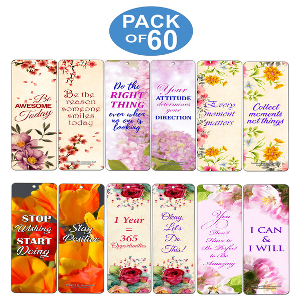 Creanoso Floral Positive Mindset Motivational Bookmarks for Women ÃƒÂ¢Ã¢â€šÂ¬Ã¢â‚¬Å“ Premium Gift Set