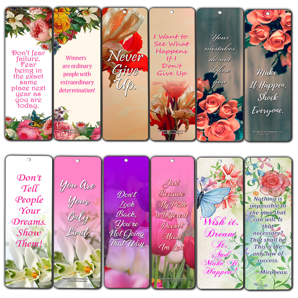 Creanoso Inspirational Floral Positive Wisdom Bookmarks for Women ÃƒÂ¢Ã¢â€šÂ¬Ã¢â‚¬Å“ Motivating Words Gift Set