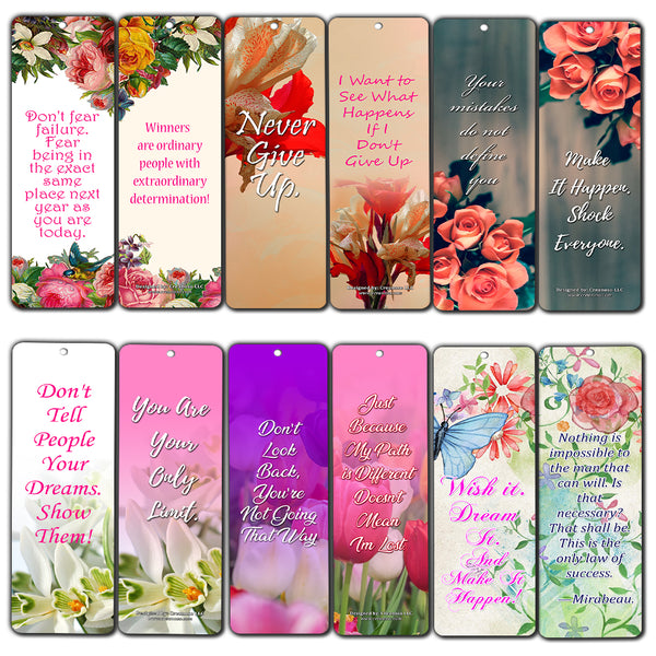 Creanoso Inspirational Floral Positive Wisdom Bookmarks for Women ÃƒÂ¢Ã¢â€šÂ¬Ã¢â‚¬Å“ Motivating Words Gift Set