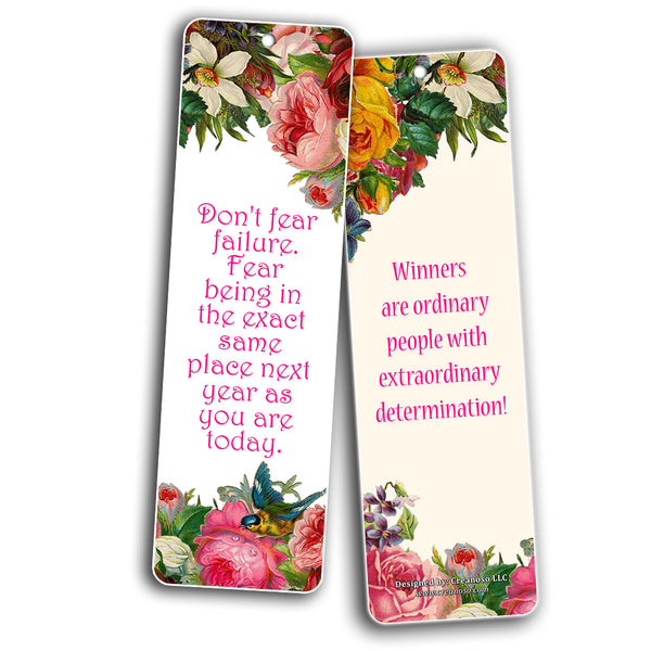 Creanoso Inspirational Floral Positive Wisdom Bookmarks for Women ÃƒÂ¢Ã¢â€šÂ¬Ã¢â‚¬Å“ Motivating Words Gift Set