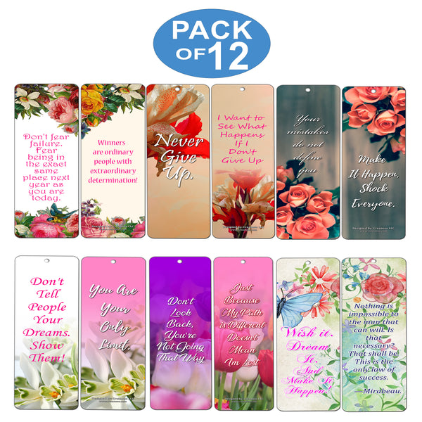 Creanoso Inspirational Floral Positive Wisdom Bookmarks for Women ÃƒÂ¢Ã¢â€šÂ¬Ã¢â‚¬Å“ Motivating Words Gift Set
