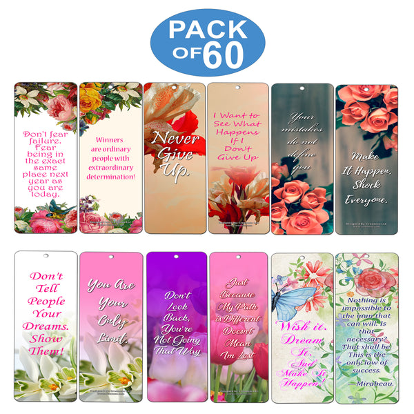 Creanoso Inspirational Floral Positive Wisdom Bookmarks for Women ÃƒÂ¢Ã¢â€šÂ¬Ã¢â‚¬Å“ Motivating Words Gift Set