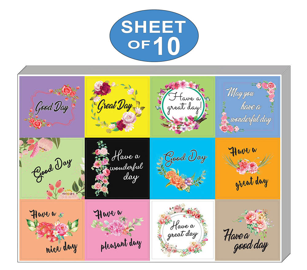 Creanoso Flower Themed Greeting Stickers (10-Sheet) Ã¢â‚¬â€œ Assorted Wall Art Stickers for any Occasions