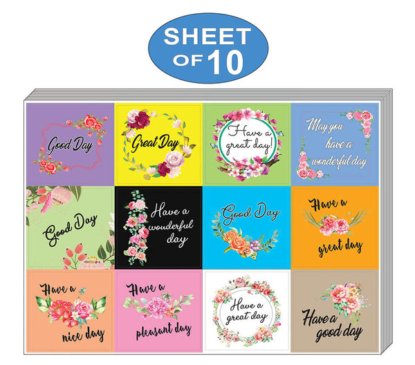 Creanoso Flower Themed Greeting Stickers (10-Sheet) Ã¢â‚¬â€œ Assorted Wall Art Stickers for any Occasions