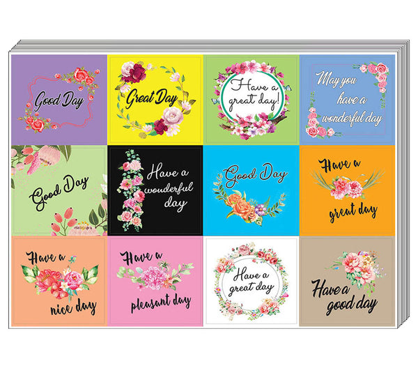 Creanoso Flower Themed Greeting Stickers (10-Sheet) Ã¢â‚¬â€œ Assorted Wall Art Stickers for any Occasions