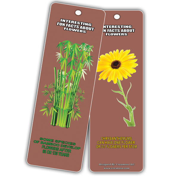 Creanoso Interesting Fun Facts About Flowers Bookmarks (60-Pack) - Great Rewards Incentive Gifts