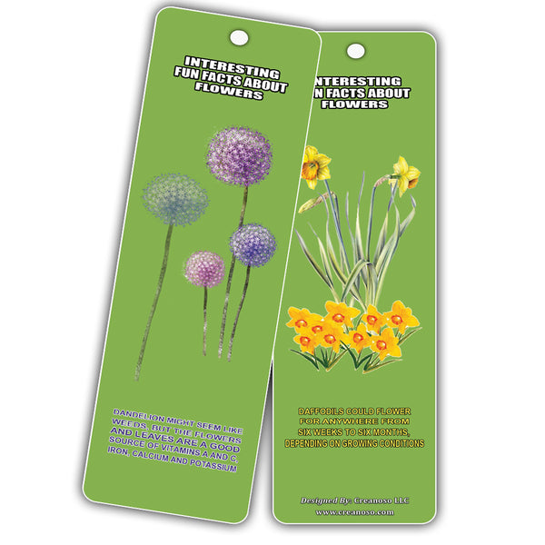 Creanoso Interesting Fun Facts About Flowers Bookmarks (60-Pack) - Great Rewards Incentive Gifts