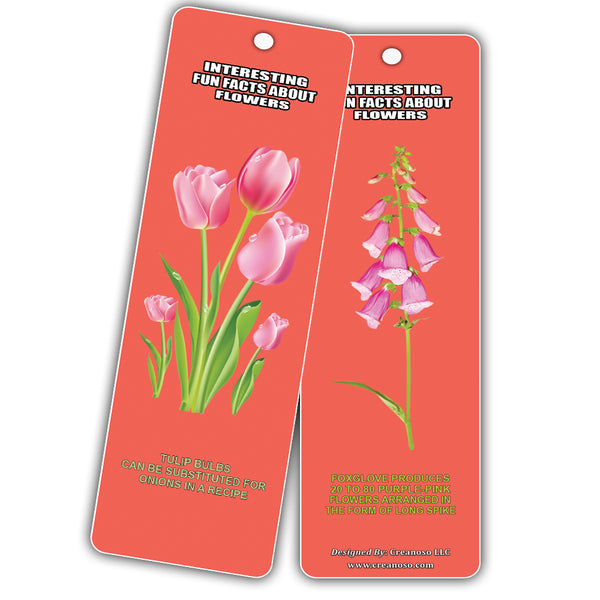 Creanoso Interesting Fun Facts About Flowers Bookmarks (60-Pack) - Great Rewards Incentive Gifts