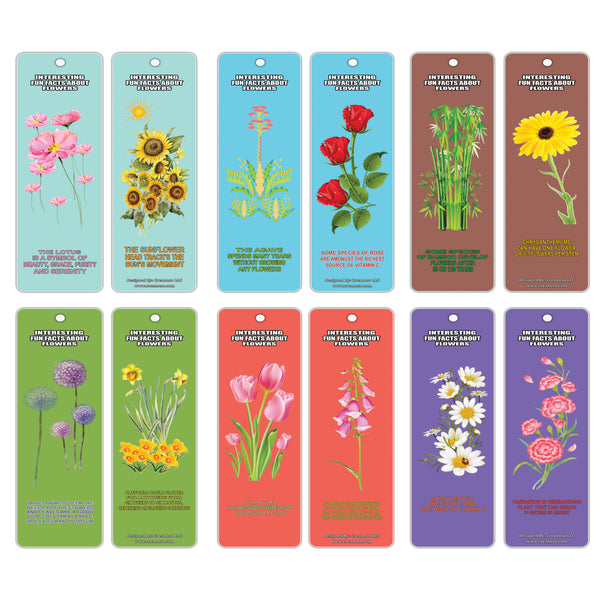 Creanoso Flowers Fun Facts Bookmarks (12-Pack) ÃƒÆ’Ã‚Â¢ÃƒÂ¢Ã¢â‚¬Å¡Ã‚Â¬ÃƒÂ¢Ã¢â€šÂ¬Ã…â€œ Assorted Collection Pack for Boys, Girls, Teens