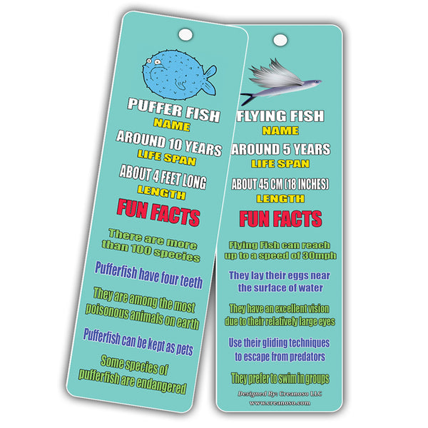 Creanoso Fun Facts About Fish Bookmarks - Nature and Sea Learning Pack - Excellent Party Favors
