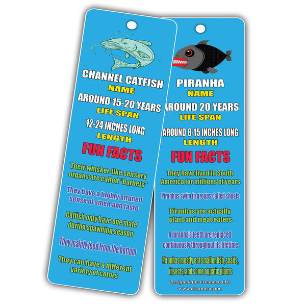 Creanoso Fun Facts About Fish Bookmarks - Nature and Sea Learning Pack - Excellent Party Favors
