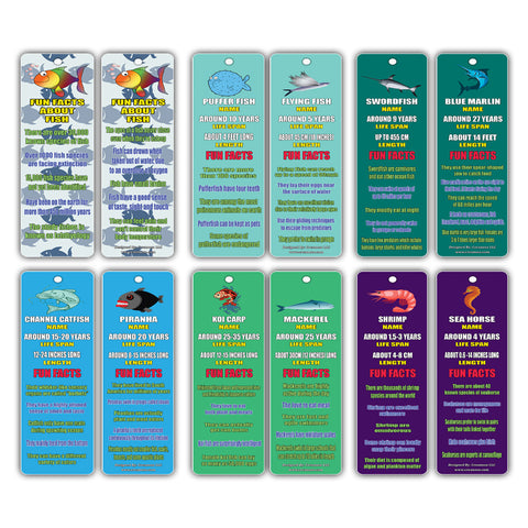 Creanoso Fun Facts About Fish Bookmarks - Nature and Sea Learning Pack - Excellent Party Favors