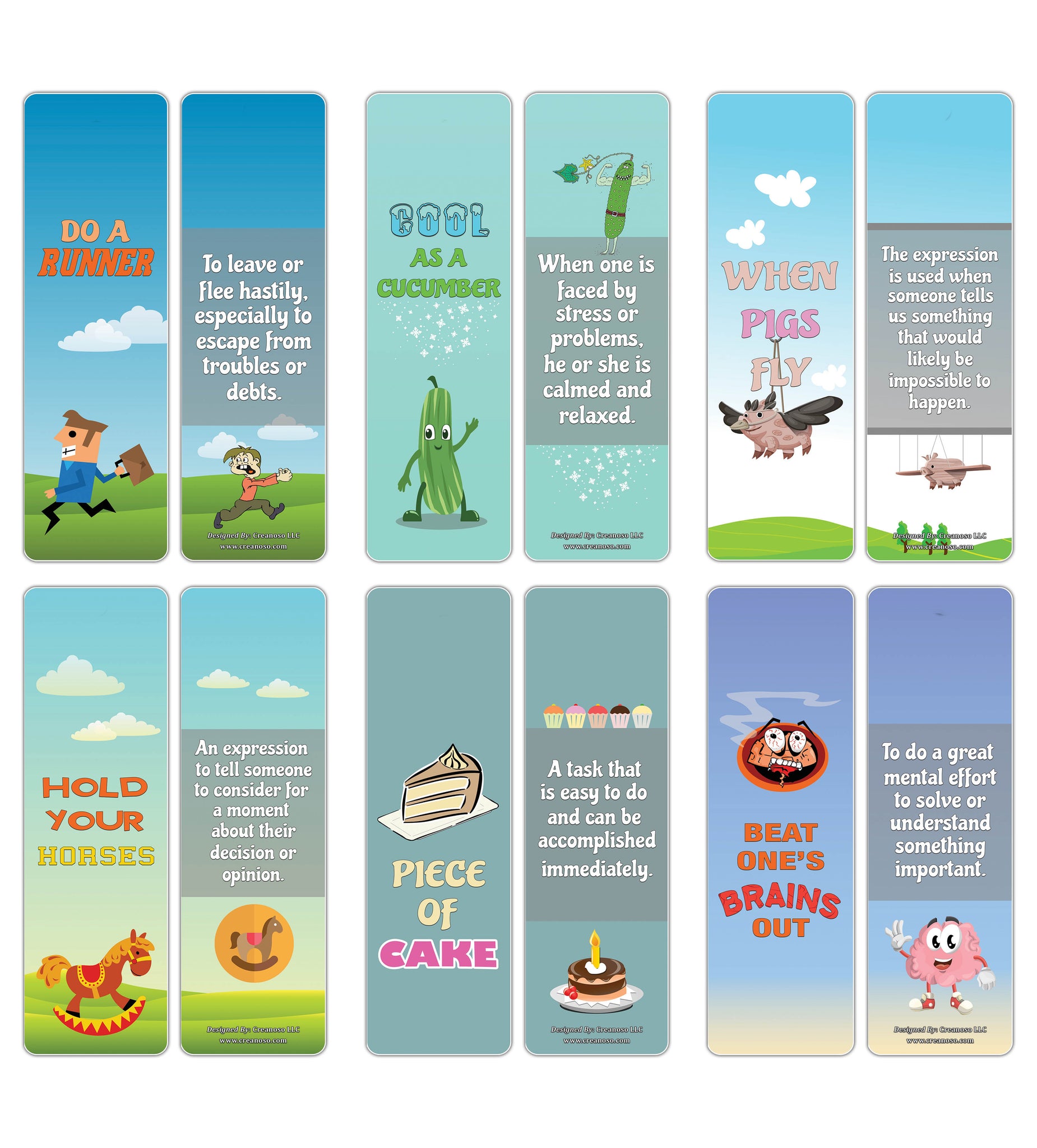 Creanoso Funny Idioms Bookmarks for Kids ÃƒÂ¢Ã¢â€šÂ¬Ã¢â‚¬Å“ Premium Gift Set Book Clippers