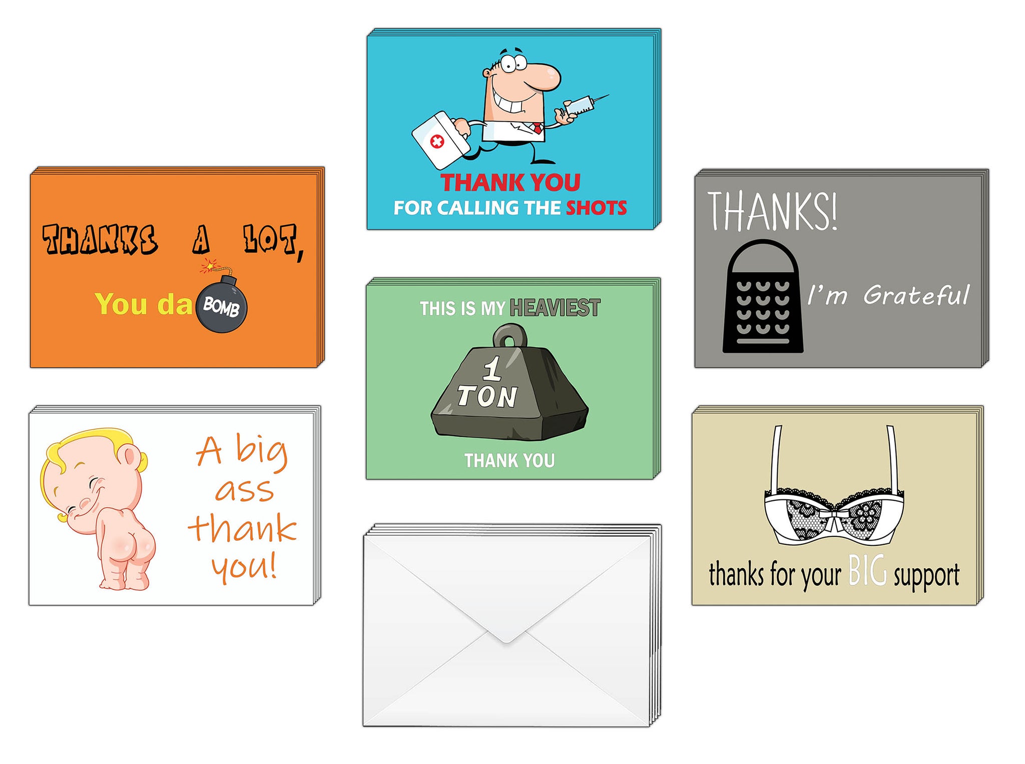 Creanoso Funny Thank You Cards Ã¢â‚¬â€œ Six Assorted Card Designs Bulk Pack Set - Token Gifts Ideas