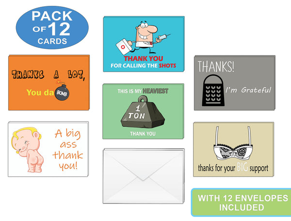 Creanoso Funny Thank You Cards Ã¢â‚¬â€œ Six Assorted Card Designs Bulk Pack Set - Token Gifts Ideas