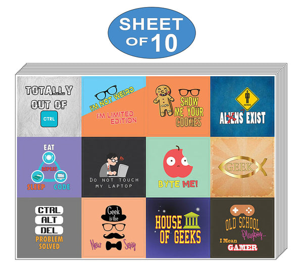 Creanoso Cool and Geeky Sayings Stickers (20-Sheet) Ã¢â‚¬â€œ Awesome Geeky Sticker Premium Gift Set Ã¢â‚¬â€œ Stocking Stuffers for Computer Nerds, Geeks Ã¢â‚¬â€œ Techie Gifts for Men & Women