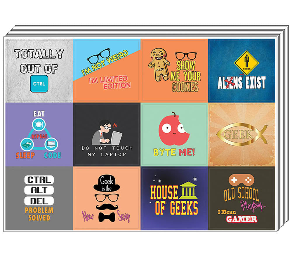 Creanoso Cool and Geeky Sayings Stickers (20-Sheet) Ã¢â‚¬â€œ Awesome Geeky Sticker Premium Gift Set Ã¢â‚¬â€œ Stocking Stuffers for Computer Nerds, Geeks Ã¢â‚¬â€œ Techie Gifts for Men & Women
