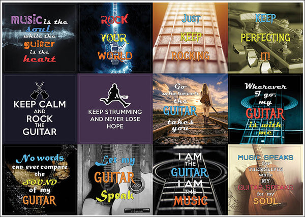 Creanoso Guitar Quote Stickers for Musicians and Guitarists (10-Sheet) Ã¢â‚¬â€œ Premium Gift Set