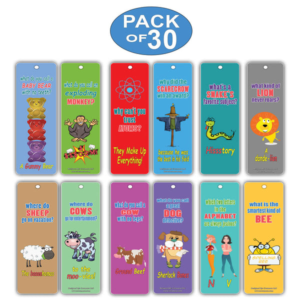 Creanoso Bookmarks Cards for Kids (30-Pack) - Hilariously Silly and Funny Jokes Series 2 - Excellent Party Favors Teacher Classroom Reading Rewards and Incentive Gifts for Young Readers