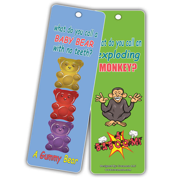 Creanoso Bookmarks Cards for Kids (30-Pack) - Hilariously Silly and Funny Jokes Series 2 - Excellent Party Favors Teacher Classroom Reading Rewards and Incentive Gifts for Young Readers