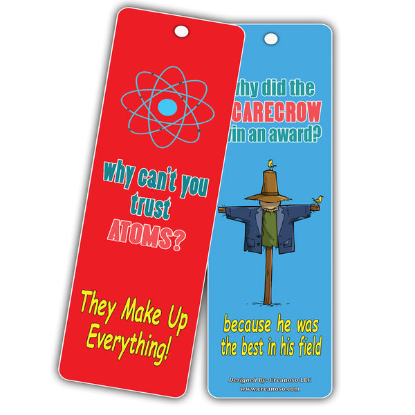 Creanoso Bookmarks Cards for Kids (30-Pack) - Hilariously Silly and Funny Jokes Series 2 - Excellent Party Favors Teacher Classroom Reading Rewards and Incentive Gifts for Young Readers