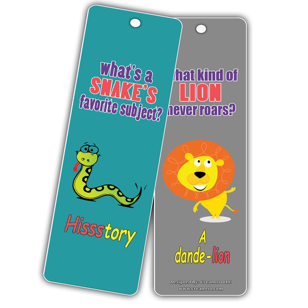 Creanoso Bookmarks Cards for Kids (30-Pack) - Hilariously Silly and Funny Jokes Series 2 - Excellent Party Favors Teacher Classroom Reading Rewards and Incentive Gifts for Young Readers