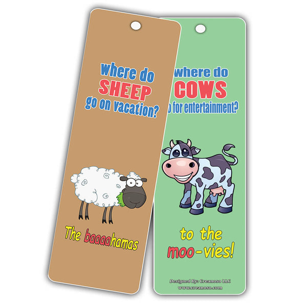 Creanoso Bookmarks Cards for Kids (30-Pack) - Hilariously Silly and Funny Jokes Series 2 - Excellent Party Favors Teacher Classroom Reading Rewards and Incentive Gifts for Young Readers