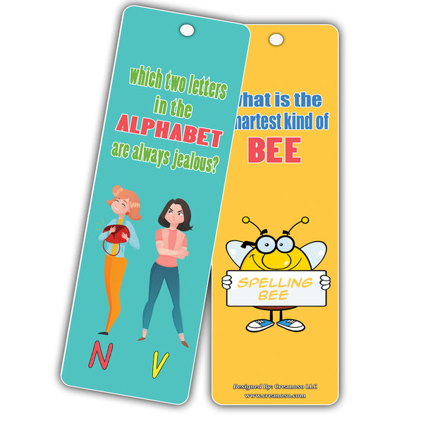 Creanoso Bookmarks Cards for Kids (30-Pack) - Hilariously Silly and Funny Jokes Series 2 - Excellent Party Favors Teacher Classroom Reading Rewards and Incentive Gifts for Young Readers