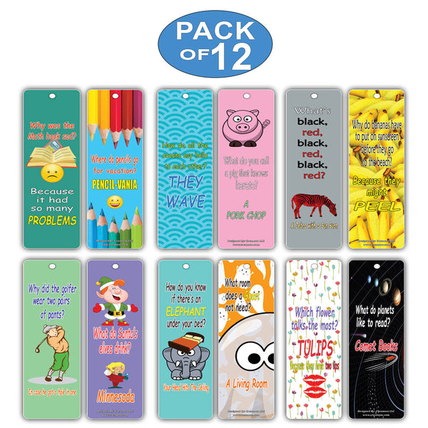 Creanoso Funny Jokes Kids Bookmarks Bulk Set Series 1 - Literary Gifts Party Favors Reading Rewards