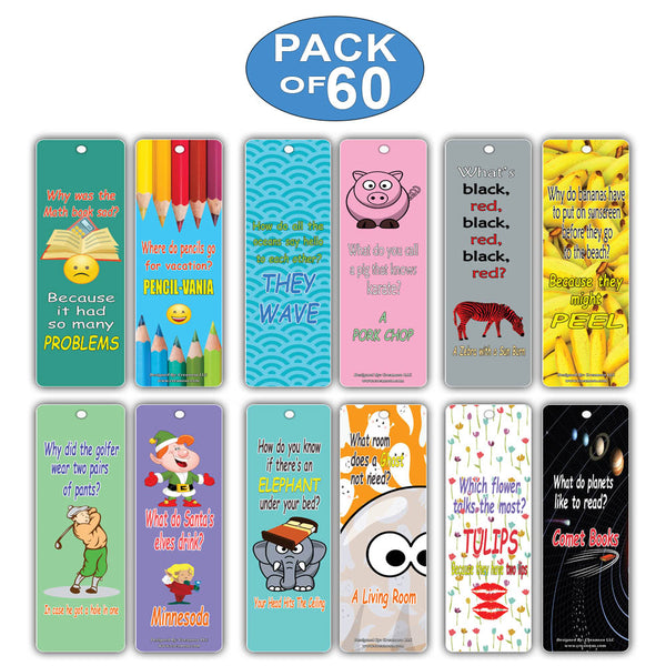 Creanoso Funny Jokes Kids Bookmarks Bulk Set Series 1 - Literary Gifts Party Favors Reading Rewards