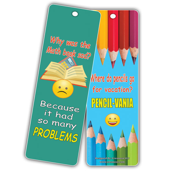 Creanoso Funny Jokes Kids Bookmarks Bulk Set Series 1 - Literary Gifts Party Favors Reading Rewards