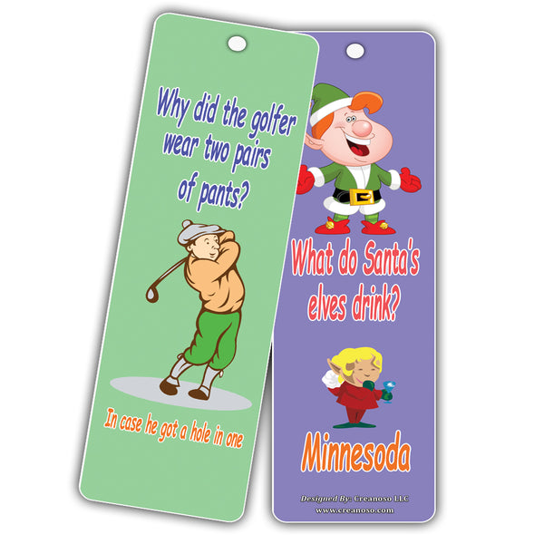 Creanoso Funny Jokes Kids Bookmarks Bulk Set Series 1 - Literary Gifts Party Favors Reading Rewards