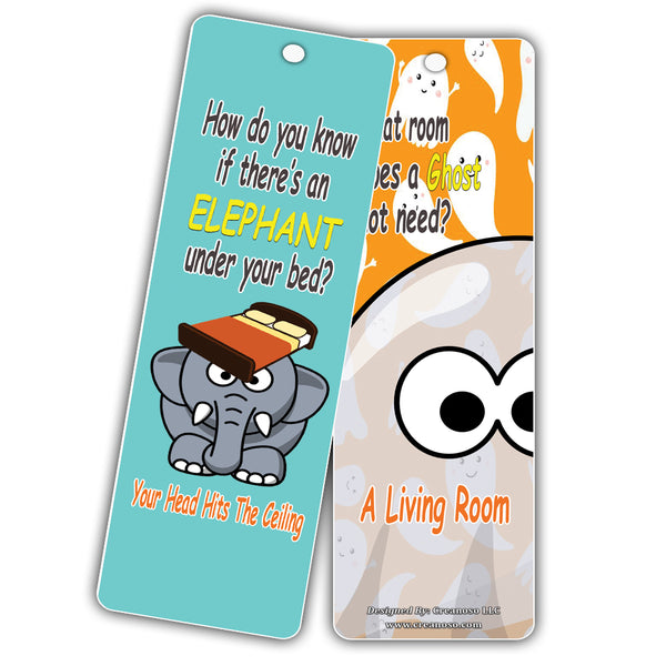 Creanoso Funny Jokes Kids Bookmarks Bulk Set Series 1 - Literary Gifts Party Favors Reading Rewards