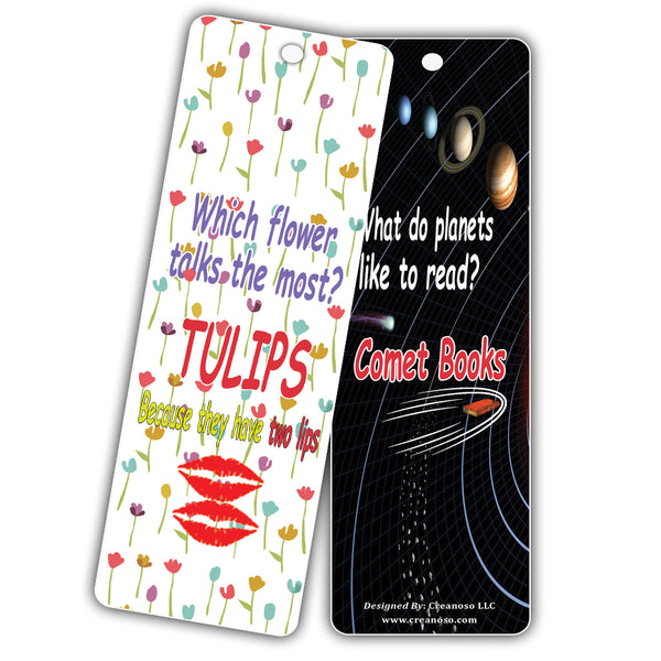 Creanoso Funny Jokes Kids Bookmarks Bulk Set Series 1 - Literary Gifts Party Favors Reading Rewards