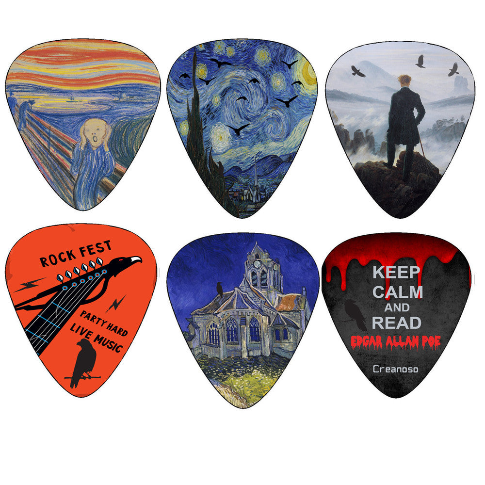Creanoso Horror Guitar Picks - Medium Celluloid 12-Pack - Best Guitar Accessories Stocking Stuffers