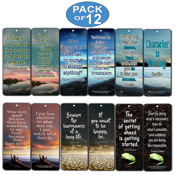 Creanoso Inspirational Bookmarks Card - Inspiring Quotes About Life Cards - Premium Set
