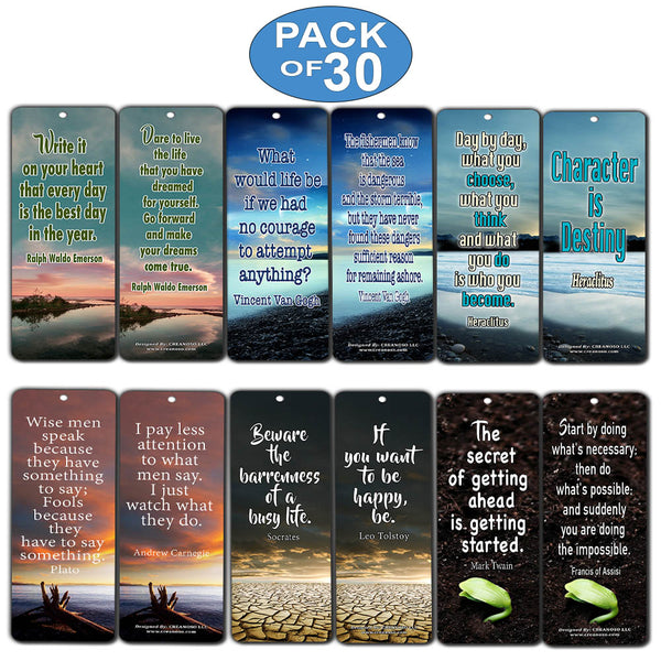 Creanoso Inspirational Bookmarks Card - Inspiring Quotes About Life Cards - Premium Set