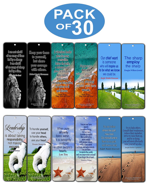 Creanoso Leadership Quotes Bookmarks Cards (30-Pack) - Stocking Stuffers Premium Quality Gift Ideas for Children, Teens, Adults - Corporate Giveaways & Party Favors