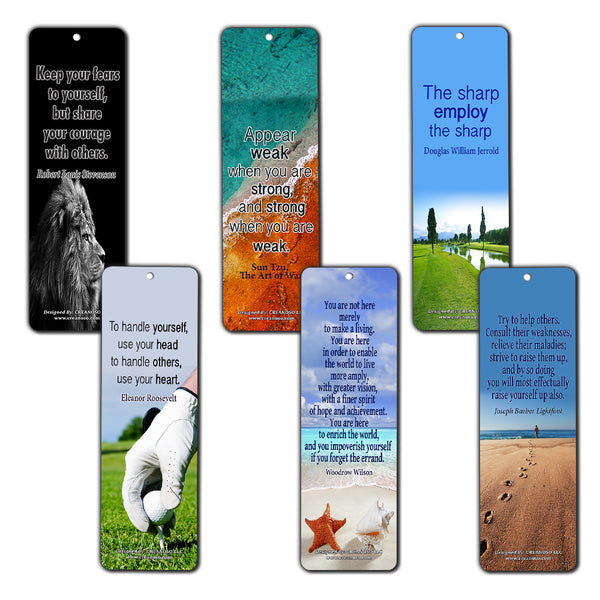 Creanoso Leadership Quotes Bookmarks Cards (30-Pack) - Stocking Stuffers Premium Quality Gift Ideas for Children, Teens, Adults - Corporate Giveaways & Party Favors