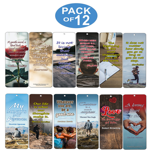 Creanoso Life Inspirational Quotes Sayings Bookmarks - Premium Gift Set - Awesome Bookmarkers