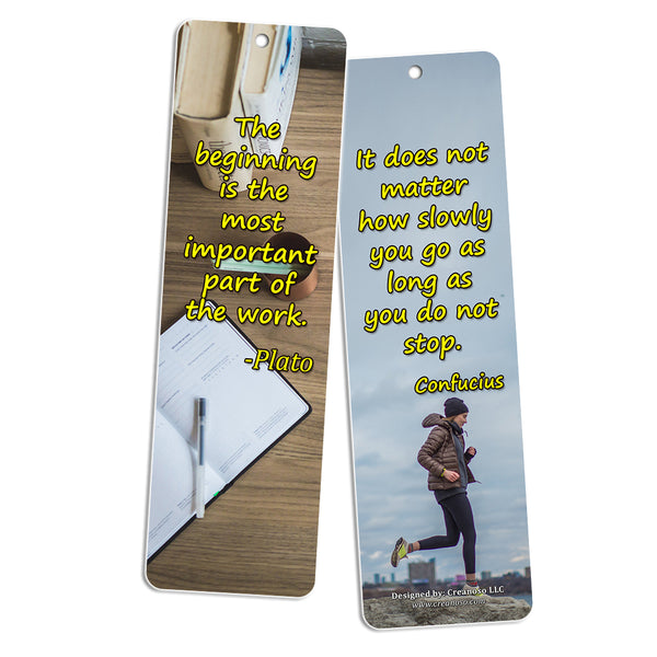 Creanoso Life Inspirational Quotes Sayings Bookmarks - Premium Gift Set - Awesome Bookmarkers