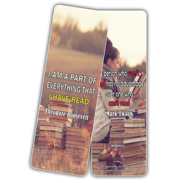 Creanoso Inspiring Literary Quotations Bookmarks - Stocking Stuffers Gift for Men, Women