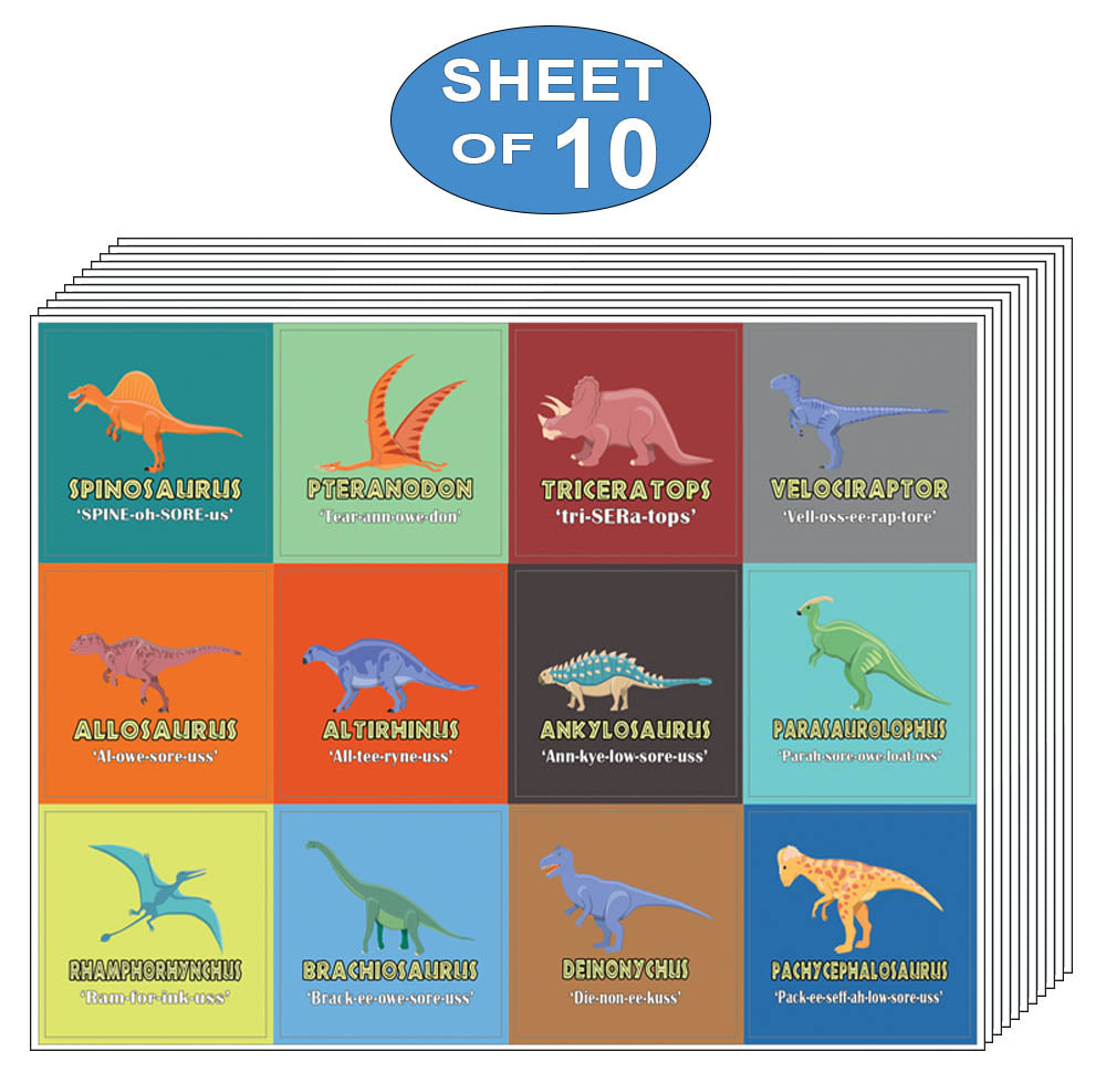 Creanoso Dinosaurs Stickers for Kids (10 Sheets) - Classroom Reading Rewards and Incentive Gifts