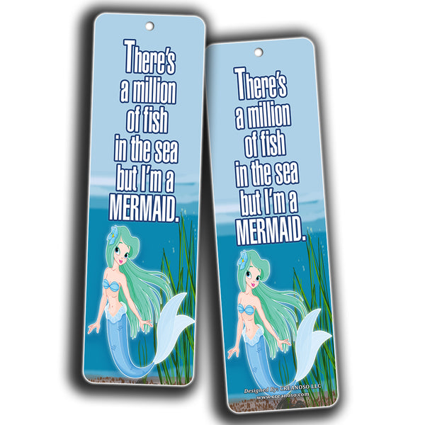 Mermaid Bookmarks Cards for Kids Girls (60-Pack) - Party Favors Supplies - Girly Little Girls Young Readers Literary Gifts for Books Reading - Christmas Stocking Stuffers