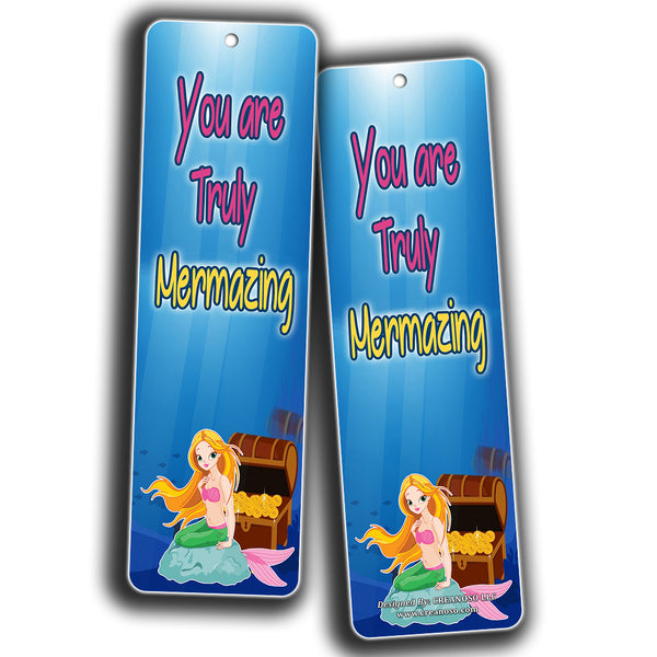 Mermaid Bookmarks Cards for Kids Girls (60-Pack) - Party Favors Supplies - Girly Little Girls Young Readers Literary Gifts for Books Reading - Christmas Stocking Stuffers