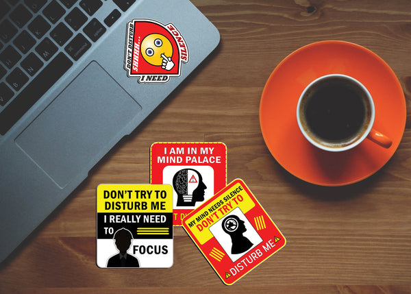 Creanoso Fun Donâ€™t Disturb Concentration Sayings Vinyl PVC Stickers (12-Sheets) - Medium A6 Size approx. 4 x 4 inches DIY decoration decal for any flat surface laptops, skateboards, luggage, cars