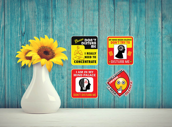 Creanoso Fun Donâ€™t Disturb Concentration Sayings Vinyl PVC Stickers (12-Sheets) - Medium A6 Size approx. 4 x 4 inches DIY decoration decal for any flat surface laptops, skateboards, luggage, cars